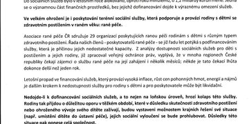 Otevřený dopis Asociace rané péče ČR